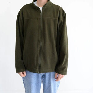 Bass Pro Shop Olive Green Zip  Up Fleece Sweater XL